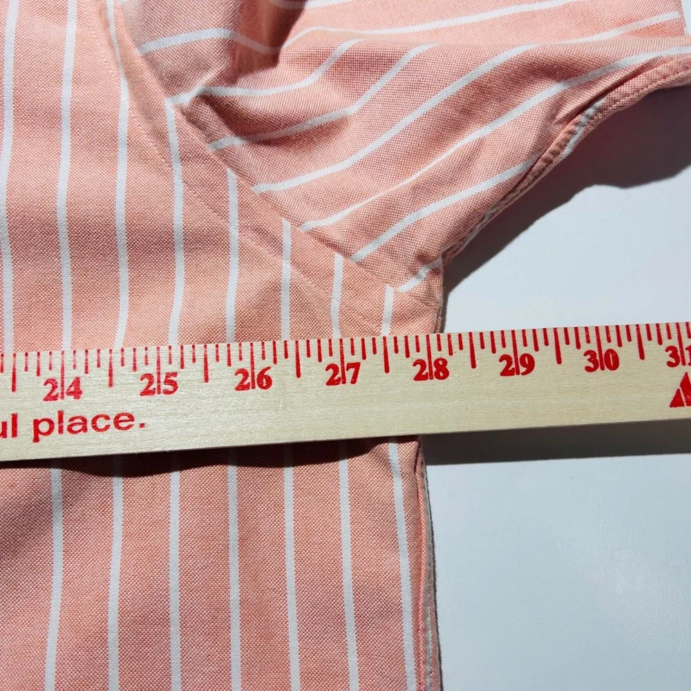 Polo Ralph Lauren XL Blake Oxford Shirt Orange Striped Short Sleeve Cotton Mens